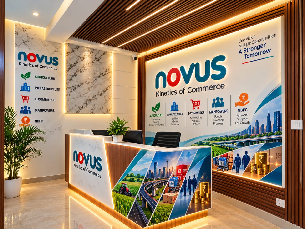 Novus Corporate Reception Area with 3D Backlit Logo